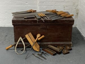 ANTIQUE TOOL CHEST AND TOOLS