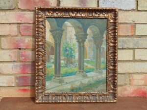 antique painting cloisters on canvas